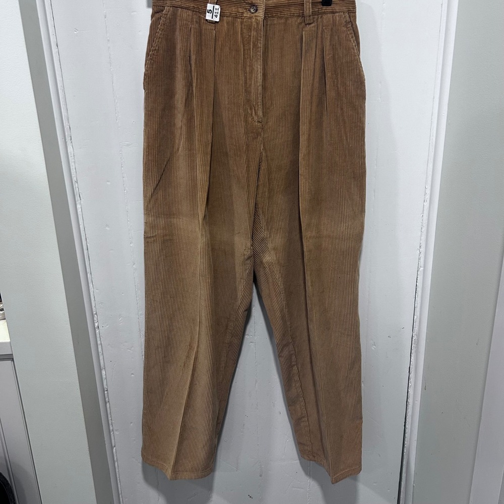 Jones New York Sport Brown Corduroy Pleated Trousers grandma-core 10 High Rise